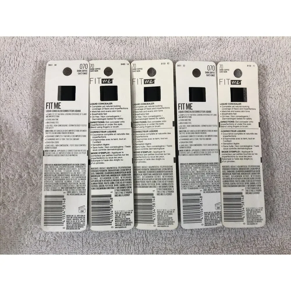 5 PACK ~ Maybelline Fit Me Liquid Concealer, Light/Medium 070 NEW